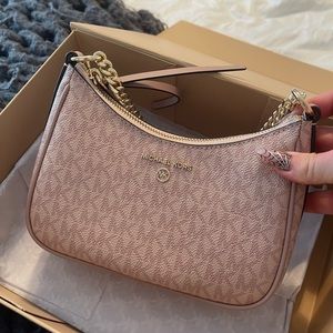 Never used! Small pink MK detail Michael Kors gold chain bag
